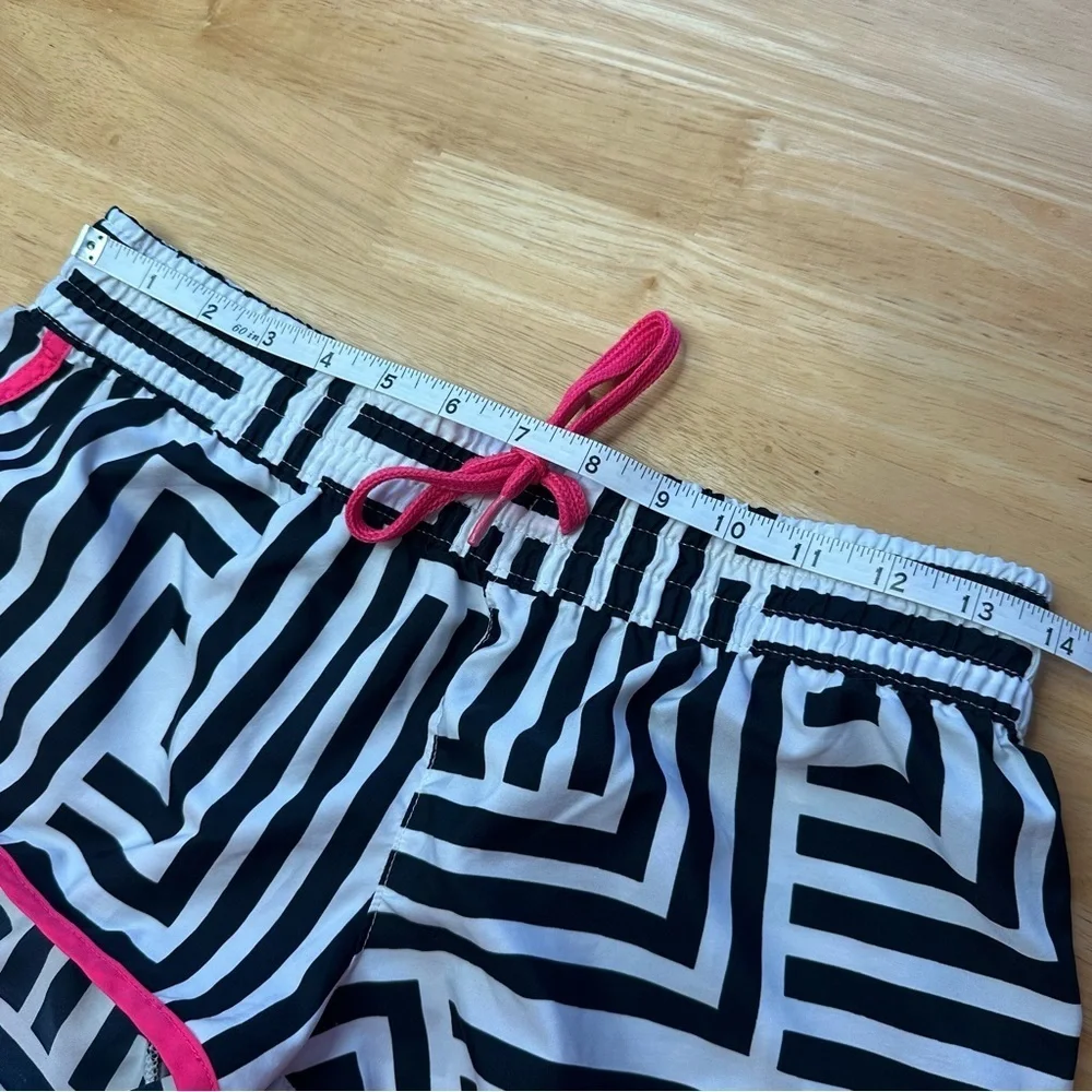 OP Ocean Pacific Vintage Girls Short Black White Hot Pink Size S Small